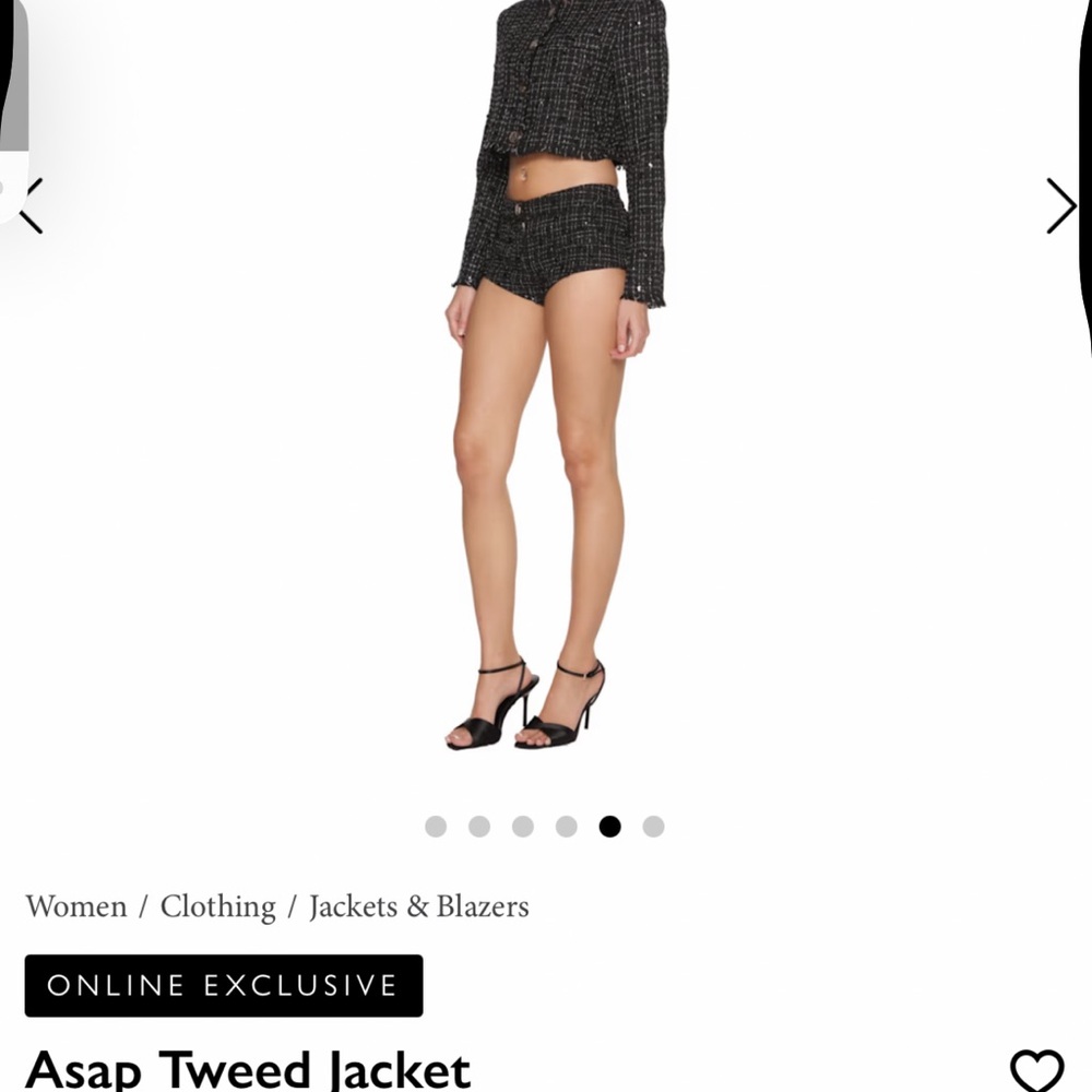 God Save Queens ASAP Tweed Jacket & Shorts Black Sequined Women's Sizes US0-2/XS